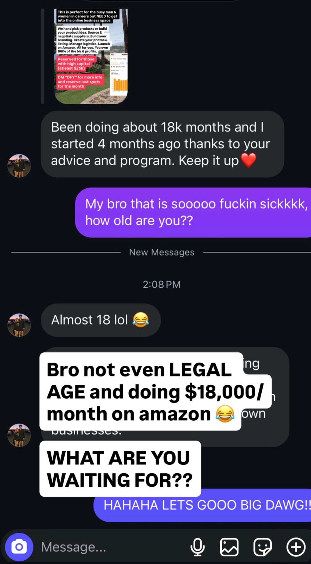 Almost 18, doing $18,000/month on Amazon.